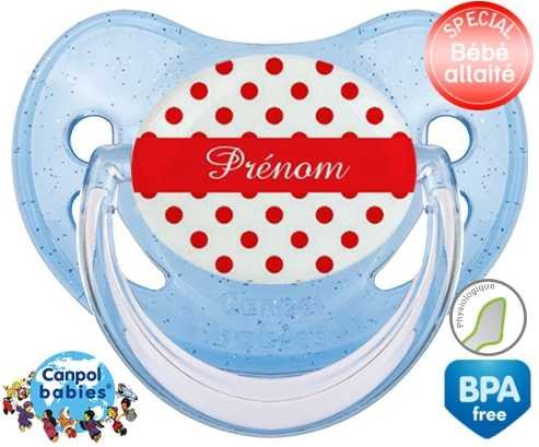 Pois rouge + prénom: Sucette Physiologique-su7.fr