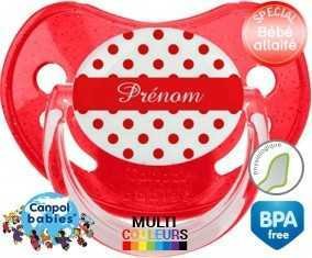 Pois rouge + prénom: Sucette Physiologique-su7.fr