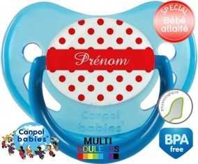 Pois rouge + prénom: Sucette Physiologique-su7.fr