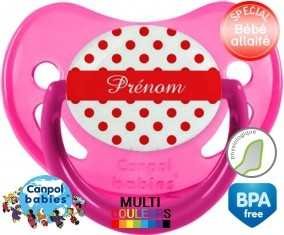 Pois rouge + prénom: Sucette Physiologique-su7.fr