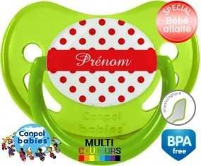 Pois rouge + prénom: Sucette Physiologique-su7.fr