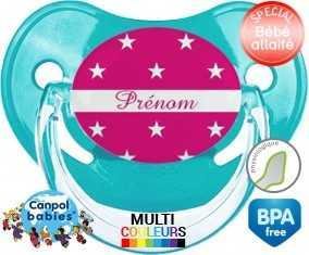 Étoile rose + prénom : Sucette Physiologique personnalisée