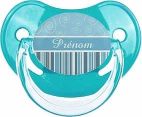 Motif bleu + prénom : Tétine Physiologique personnalisée