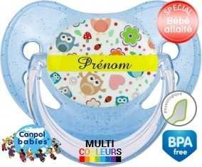 Hibou et fond rose + prénom: Sucette Physiologique-su7.fr