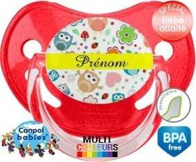 Hibou et fond rose + prénom: Sucette Physiologique-su7.fr