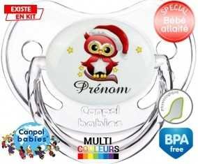 Hibou de noël + prénom: Sucette Physiologique-su7.fr