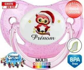 Hibou de noël + prénom: Sucette Physiologique-su7.fr