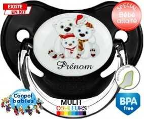 Famille ours de noël + prénom: Sucette Physiologique-su7.fr