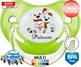 Famille ours de noël + prénom: Sucette Physiologique-su7.fr