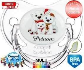 Famille ours de noël + prénom: Sucette Physiologique-su7.fr
