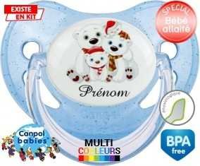 Famille ours de noël + prénom: Sucette Physiologique-su7.fr