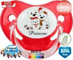 Famille ours de noël + prénom: Sucette Physiologique-su7.fr
