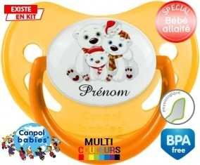 Famille ours de noël + prénom: Sucette Physiologique-su7.fr