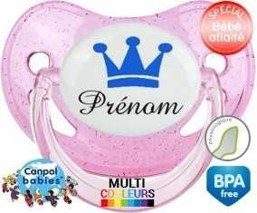 Couronne bleu + prénom: Sucette Physiologique-su7.fr