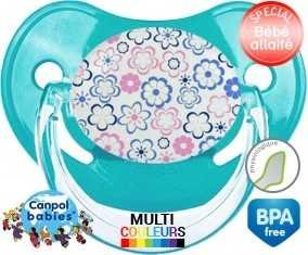 Tetine Fleur bleu embout Physiologique personnalisée