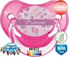 Bouton rose + prénom: Sucette Physiologique-su7.fr