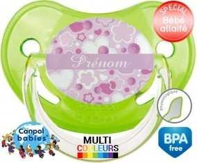 Fleurs style1 + prénom: Sucette Physiologique-su7.fr