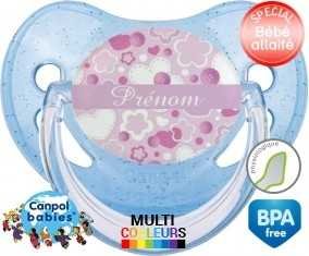 Fleurs style1 + prénom: Sucette Physiologique-su7.fr