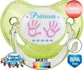 Main de bébé (fille) + prénom: Sucette Physiologique-su7.fr