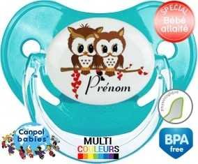 Hiboux cœur + prénom: Sucette Physiologique-su7.fr
