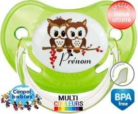 Hiboux cœur + prénom: Sucette Physiologique-su7.fr