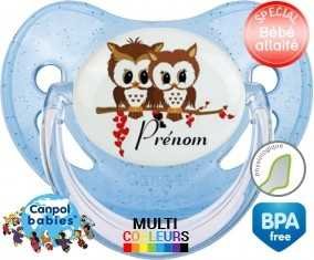 Hiboux cœur + prénom: Sucette Physiologique-su7.fr
