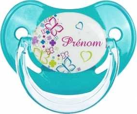 Papillons et fleurs + prénom : Sucette Physiologique personnalisée