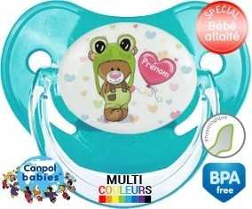 Ourson tortue + prénom : Sucette Physiologique personnalisée