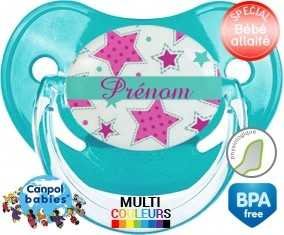 Étoile turquoise + prénom : Sucette Physiologique personnalisée