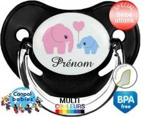 Elphants bleu et rose + prénom: Sucette Physiologique-su7.fr