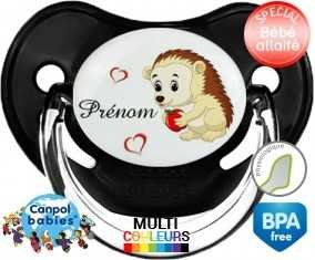 Herisson cœur + prénom: Sucette Physiologique-su7.fr