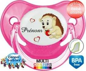 Herisson cœur + prénom: Sucette Physiologique-su7.fr