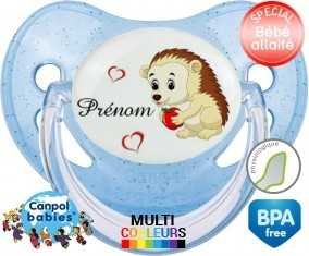 Herisson cœur + prénom: Sucette Physiologique-su7.fr