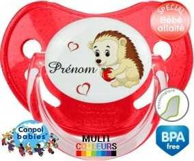 Herisson cœur + prénom: Sucette Physiologique-su7.fr