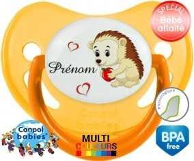Herisson cœur + prénom: Sucette Physiologique-su7.fr