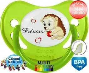 Herisson cœur + prénom: Sucette Physiologique-su7.fr