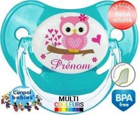 Hibou style4 + prénom : Sucette Physiologique personnalisée