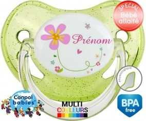 Tige et fleur + prénom: Sucette Physiologique-su7.fr