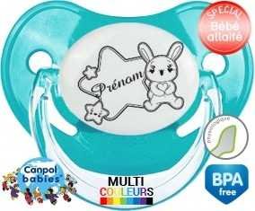 Lapin étoile + prénom : Sucette Physiologique personnalisée