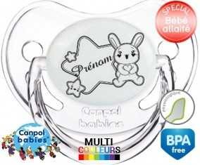 Lapin étoile + prénom: Sucette Physiologique-su7.fr
