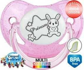 Lapin étoile + prénom: Sucette Physiologique-su7.fr