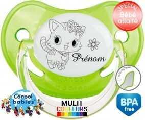 Chat fleur + prénom: Sucette Physiologique-su7.fr