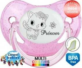 Chat fleur + prénom: Sucette Physiologique-su7.fr