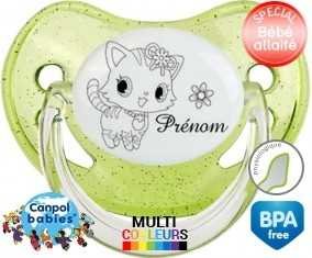 Chat fleur + prénom: Sucette Physiologique-su7.fr