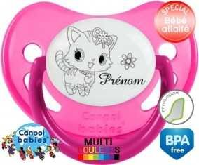 Chat fleur + prénom: Sucette Physiologique-su7.fr