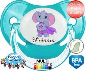 Elephant super héros + prénom: Sucette Physiologique-su7.fr