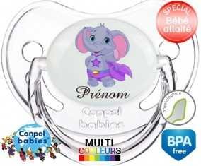 Elephant super héros + prénom: Sucette Physiologique-su7.fr