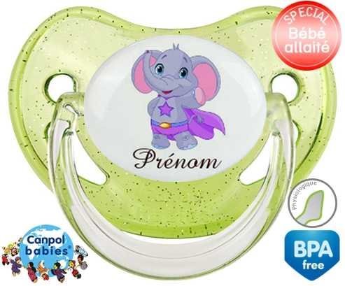 Elephant super héros + prénom: Sucette Physiologique-su7.fr