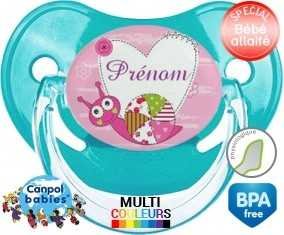 Escargot + prénom : Sucette Physiologique personnalisée