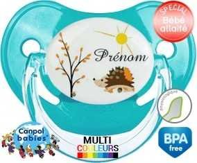 Hérisson soleil + prénom : Sucette Physiologique personnalisée